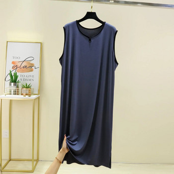 Summer Sleepwear Thin Plus Ανδρικά Βαμβακερά Αμάνικα Μασίφ Μοντάλ Πυτζάμες Μακρύ Νυχτικό Μέγεθος Χρώμα για Μεσαία Μπλούζα Φαρδιά