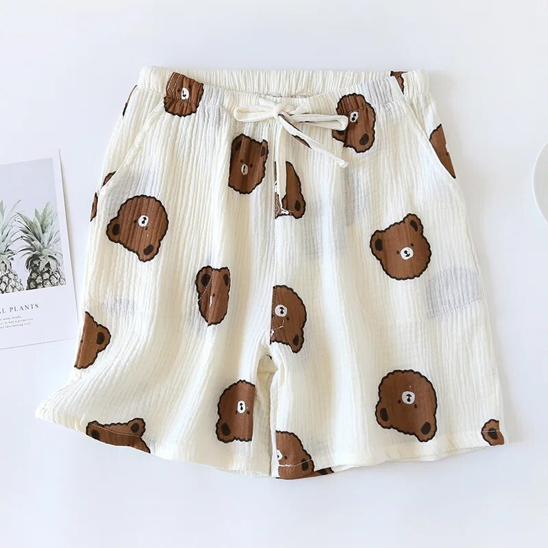 Ανδρικά βαμβακερά σορτς Φαρδιά Cute Bear Print Πυτζάμες Ζευγάρι Γυναικείες Σορτς Σπίτι Πυζά Lounge Wear Fashion Summer Sleep Bottoms