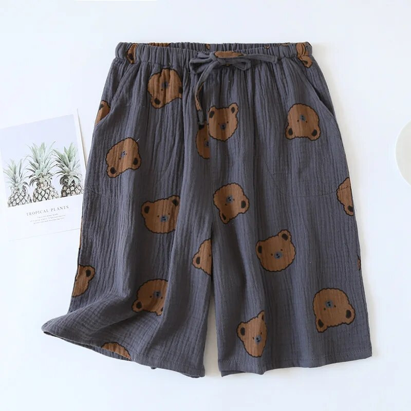 Ανδρικά βαμβακερά σορτς Φαρδιά Cute Bear Print Πυτζάμες Ζευγάρι Γυναικείες Σορτς Σπίτι Πυζά Lounge Wear Fashion Summer Sleep Bottoms