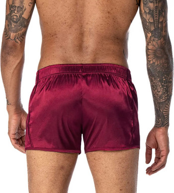 FIROTTII Мъжки 3-инчови сатенени къси панталони от копринен сатен за сън Lounge Shorts Долнище на пижами