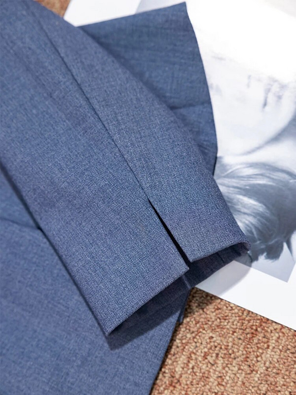 Szürke sötétkék fekete női nadrágkosztüm formális női üzleti munkaruha tömör O-nyakú blézer és nadrág 2 részes szett őszi télre