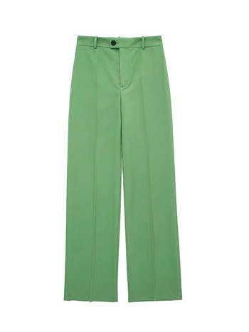 Зелен блейзър Дамски костюми Пролетно бонбонено яке с едно копче Блейзъри Свободни прави панталони Модно облекло за улица