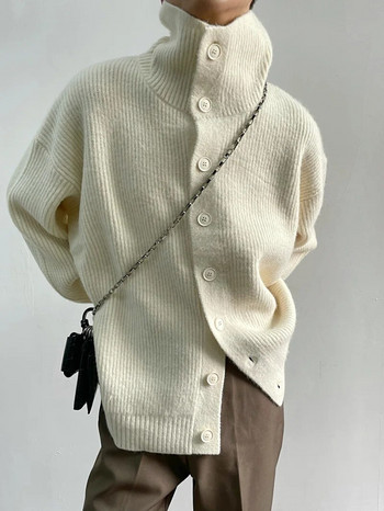 Ανδρικές ζακέτες Niche με κουμπιά Γυναικεία πλεκτά πουλόβερ Ζακέτες μοντέρνα χαλαρά casual πουλόβερ μονόχρωμο τοπ κορεατικό στυλ