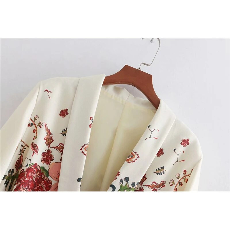 Komplet sakoa s printom Žensko odijelo Jesen 2023. Uski sako sa remenom s v-izrezom Kaput s europskim elastičnim pojasom Dvodijelni komplet hlača sa širokim nogavicama Ženski