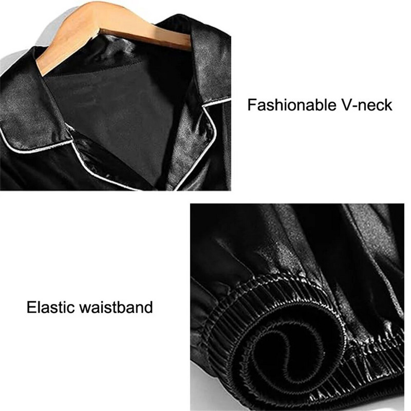 Novi muški komplet pidžama od svilenog satena za muškarce, košulja, pidžama dugih rukava, muška modna mekana dnevna odjeća, velika zimska spavaćica