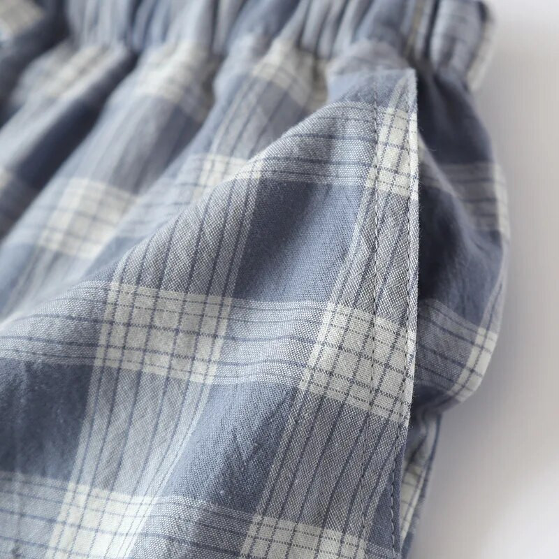 Άνοιξη Καλοκαίρι Ανδρικό φαρδύ λεπτό μεγάλο παντελόνι παραλίας Πλήρες βαμβακερό μαλακό ριγέ πάτο ύπνου Άνετο ελαστικό σορτς μέσης για το σπίτι