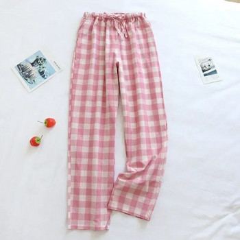 Домашни памучни сезони с дамски пижами за панталони Тънки панталони с четири страни Тъкани ежедневни дълги джобове за спално облекло