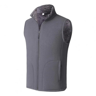 Vyriška žieminė liemenė be rankovių stovi apykaklė, vienspalvė vilna, stora išlaiko šilumą plius dydžio kaklą apsauganti žieminė liemenė kasdienai