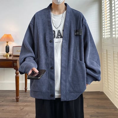 Streetwear Férfi pulóver, Japan Style Plus Size 7XL Férfi pulóver divatos bő felsők Alkalmi egysoros ruhák