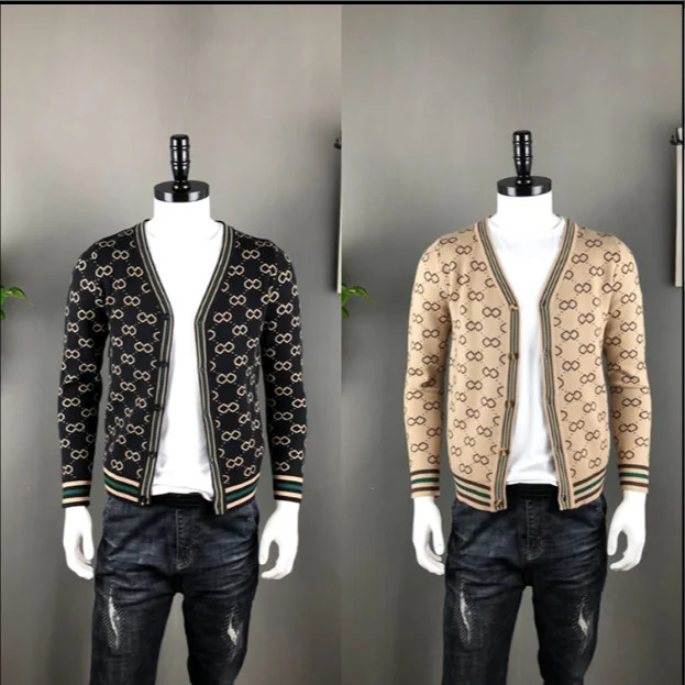 Vyriškas megztinis megztinis, dėvimas 2023 m. naujos Korėjos tendencijos pavasario ir rudens internetinis įžymybių megztinis paltas, vyriškas „Tid“ prekės ženklas.