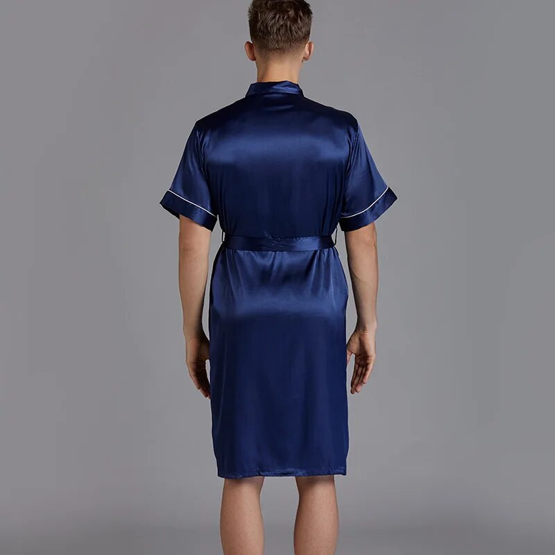 Ogromna 3XL muška odjeća za spavanje od 2 komada, ogrtač i kratke hlače, muška satenska svilenkasta spavaćica od 2 komada, intimno donje rublje, ležerna kimono haljina