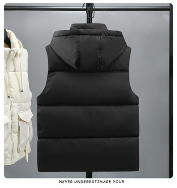 Ανδρικό γιλέκο Ζεστό αμάνικο μπουφάν Χειμερινό αδιάβροχο παλτό με φερμουάρ Φθινοπωρινό όρθιο γιακά Casual γιλέκο επώνυμα ρούχα