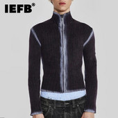 IEFB Muški pulover Muški pletiva Tie-dye High Street puloveri bez rukava Kardigan s patentnim zatvaračem 2023. Jesen Zima 9C3482