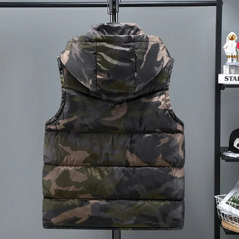 Ανδρικό γιλέκο χειμωνιάτικο αδιάβροχο ζεστό αμάνικο ανδρικό μπουφάν μόδας με κουκούλα casual γιλέκο Ανδρικό φθινοπωρινό χοντρό γιλέκο S-5XL