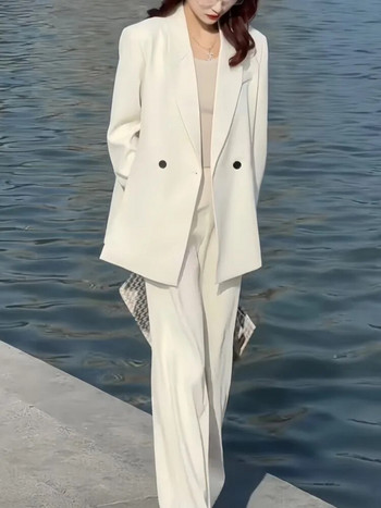 Корейска мода Дамски бизнес блейзър Комплект от 3 части Елегантни ежедневни якета Палто Жилетка без ръкави и панталон Дамски дрехи Нови