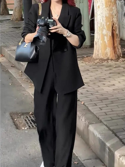 Koreai divat női üzleti blézer 3 részes szett Elegáns alkalmi dzsekik kabát ujjatlan mellény és nadrágkosztüm Női ruhák új