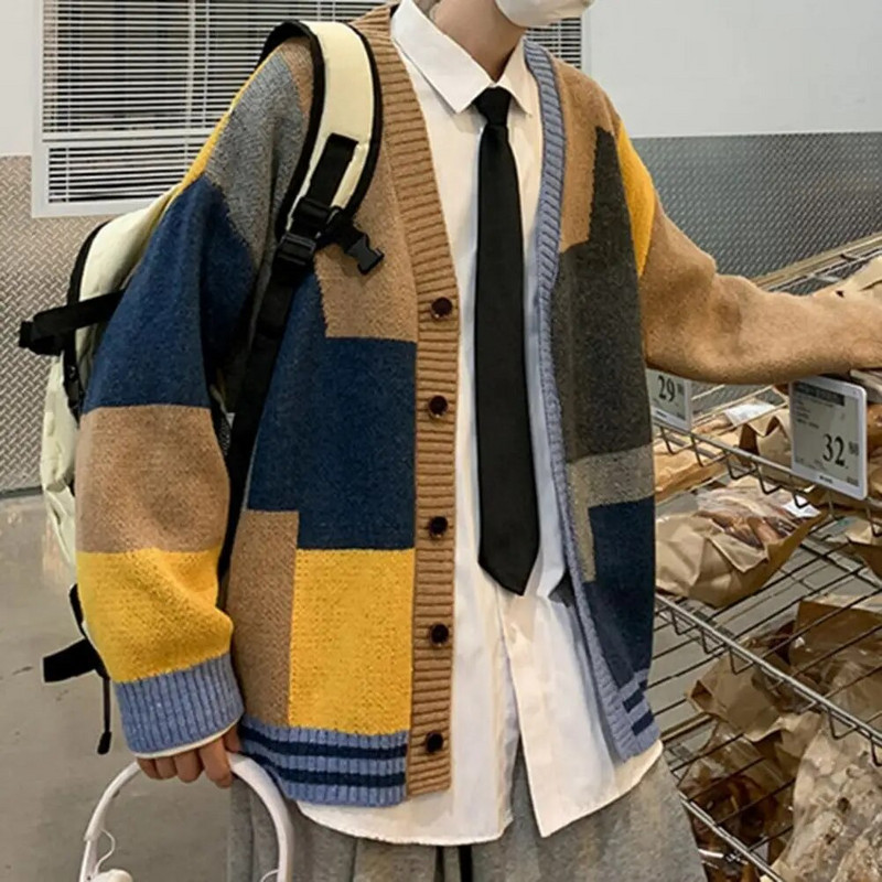 Rudeninis megztinis paltas Laisvas, negabaritinis, šiltas, gatvės apranga Vyriškas rudeninis paltas Vyriškas megztinis paltas kasdieniam dėvėjimui