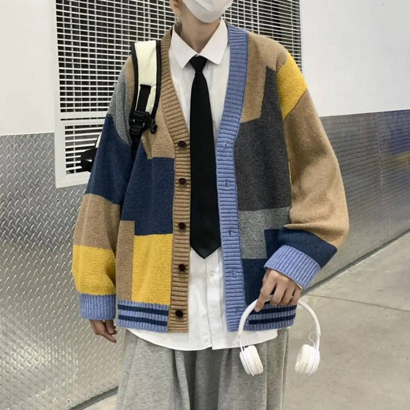 Rudeninis megztinis paltas Laisvas, negabaritinis, šiltas, gatvės apranga Vyriškas rudeninis paltas Vyriškas megztinis paltas kasdieniam dėvėjimui