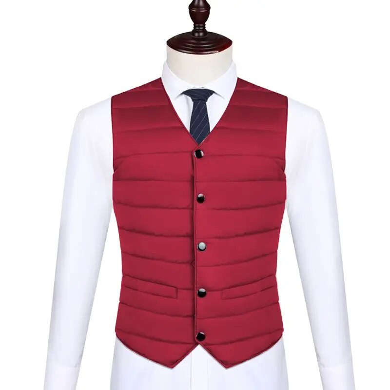 Őszi téli pehely pamut férfi kabát mellény divatos gombos kardigánok vastagon meleg, tömör V-nyakú alkalmi sokoldalú ujjatlan dzsekik