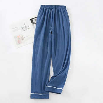 Памучни и широки мъжки дълги панталони Пижама Зимна ежедневна топла за спално облекло Домашна есенна пижама