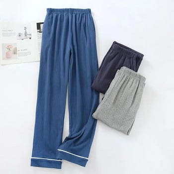 Памучни и широки мъжки дълги панталони Пижама Зимна ежедневна топла за спално облекло Домашна есенна пижама