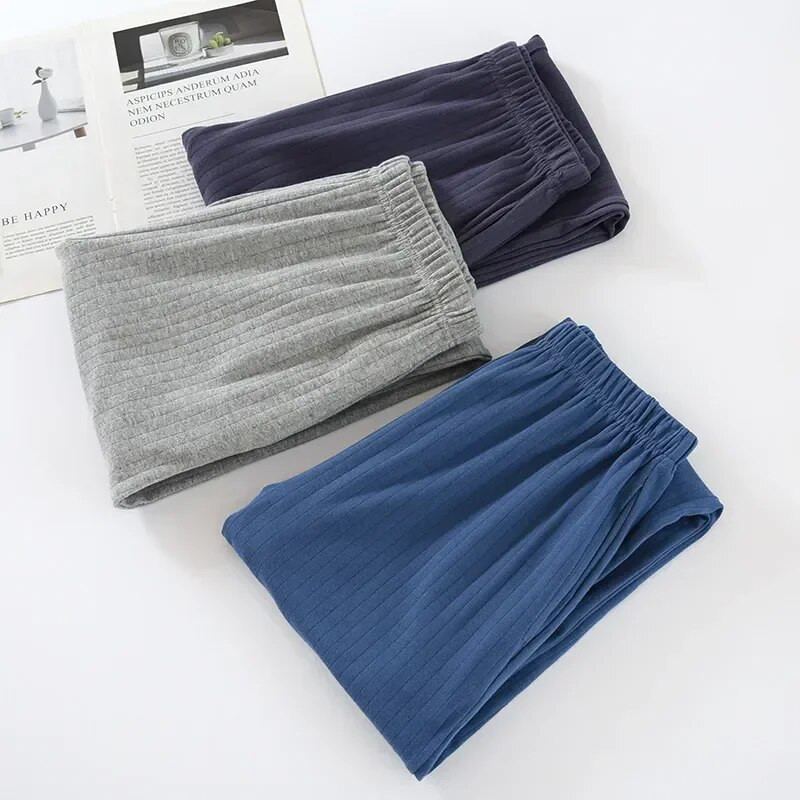 Medvilninės ir laisvos vyriškos ilgos kelnės pižama žieminė laisvalaikio šilta miegui Namai Rudeninė pižama