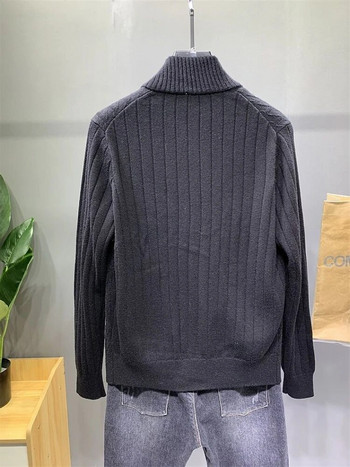 Мъжки дрехи Жилетка Плетени пуловери за мъже Палто Яке Обикновен черен едноцветен корейски 2023 есен Японска ретро мода вълна