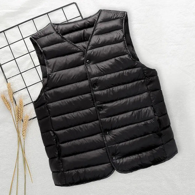 Мъжка зимна жилетка, палто с V-образно деколте, подплатена дебела жилетка без ръкави, едноредна жилетка, ежедневна топла ветроустойчива мъжка жилетка