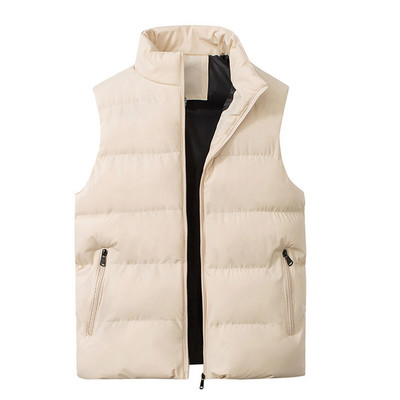 Vestă elegantă Jachetă fără mâneci pentru bărbați, culoare solidă, lavabilă, cu fermoar