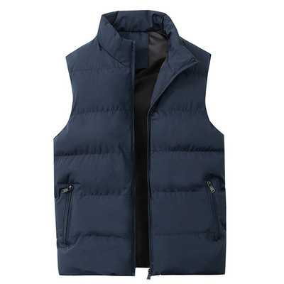 Vestă elegantă Jachetă fără mâneci pentru bărbați, culoare solidă, lavabilă, cu fermoar