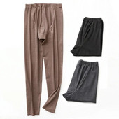 Fdfklak dvostrana baršunasta topla pidžama široke deblje muške hlače plišane grijaće tajice muške hlače za spavanje XL-5XL