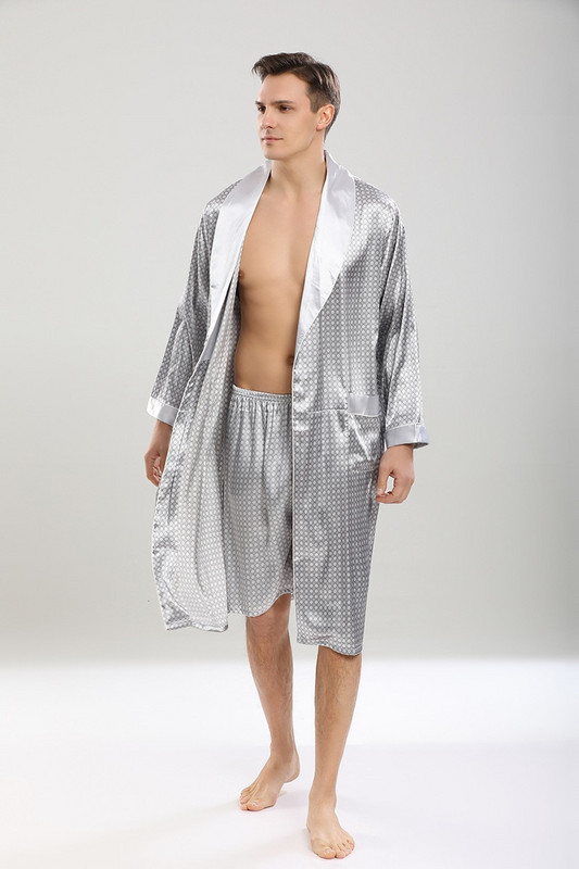 Vyriškas satininis kimono chalato rinkinys 2vnt.