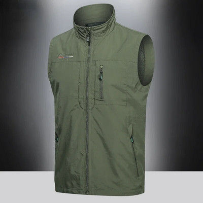 Vyriška liemenė, plona, laisva, greitai džiūstanti lauko sportinė, daugialypė kišeninė apykaklė stovyklavimui žvejybinė liemenė vasarinė жилетка мужская