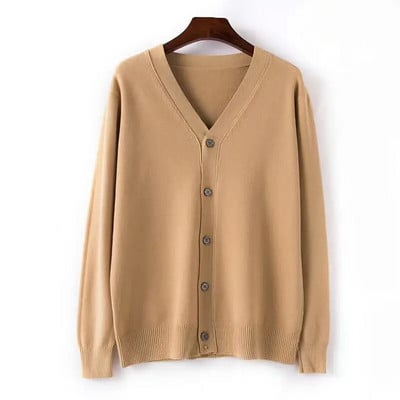 Kašmyro medvilnės mišinio vyriškas megztinis megztinis 2022 m. rudens žiemos V formos iškirpte, vienaeiliai verslo laisvalaikio megzti megztiniai