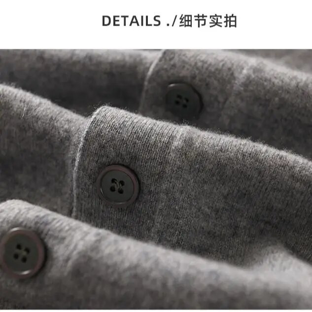 Kašmyro medvilnės mišinio vyriškas megztinis megztinis 2022 m. rudens žiemos V formos iškirpte, vienaeiliai verslo laisvalaikio megzti megztiniai