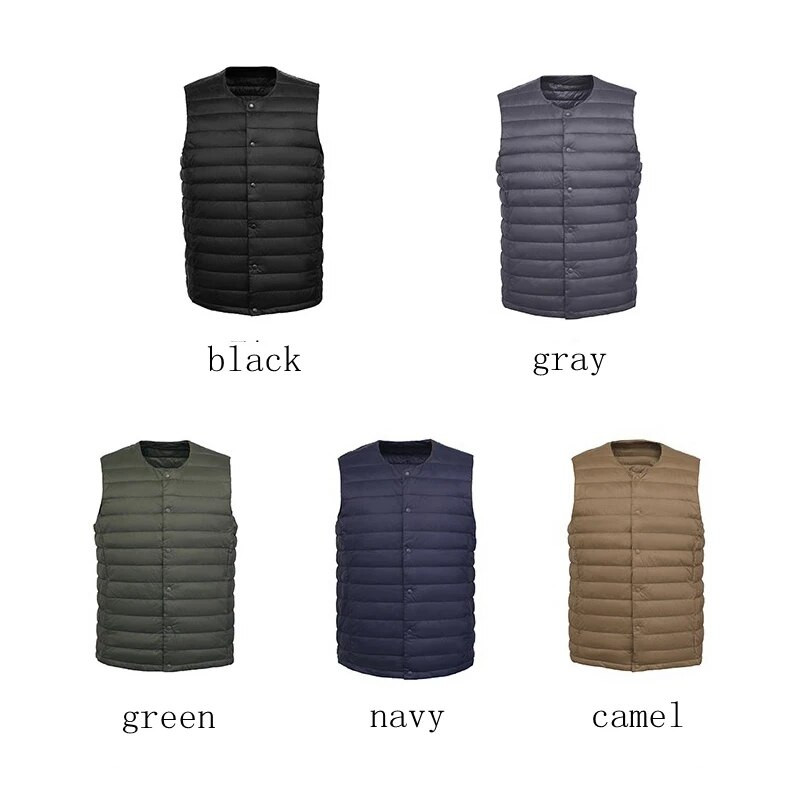 „NewBang“ prekės ženklo vyriška pūkinė liemenė Itin lengva pūkinė liemenė, nešiojama V formos kaklo rankovių paltas, žieminis, be apykaklės, šiltas pamušalas