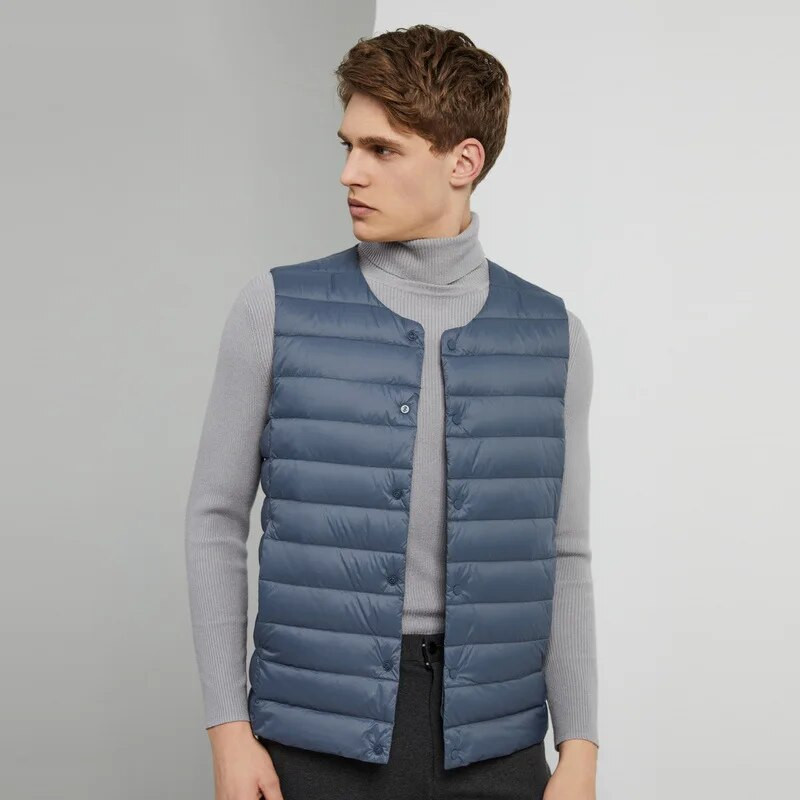 Muški donji prsluk Jesenska i zimska odjeća Iznutra i izvana Muški prsluk bez rukava Okrugli izrez Lagani prsluk Podstava od flisa