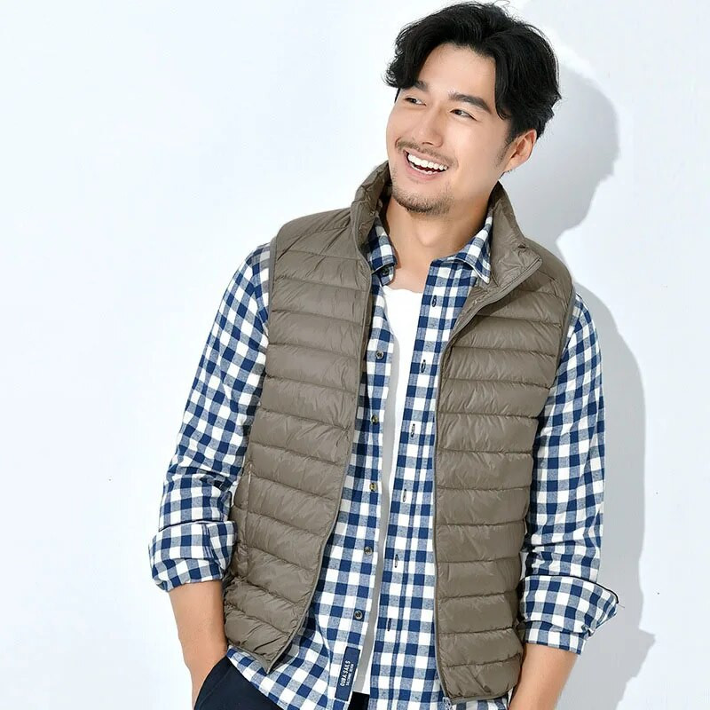 Vyriški liemenės be rankovių paltai stovi apykaklė Žieminė liemenė Vyriški drabužiai vyriški rudeninės liemenės striukės Lengvos kišeninės MY871