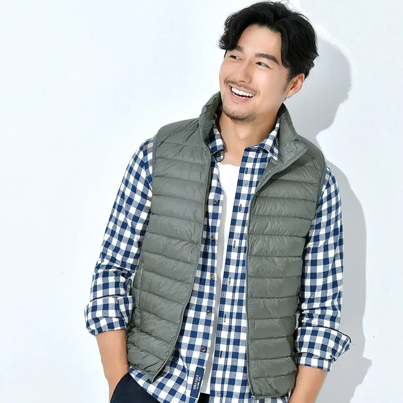 Vyriški liemenės be rankovių paltai stovi apykaklė Žieminė liemenė Vyriški drabužiai vyriški rudeninės liemenės striukės Lengvos kišeninės MY871