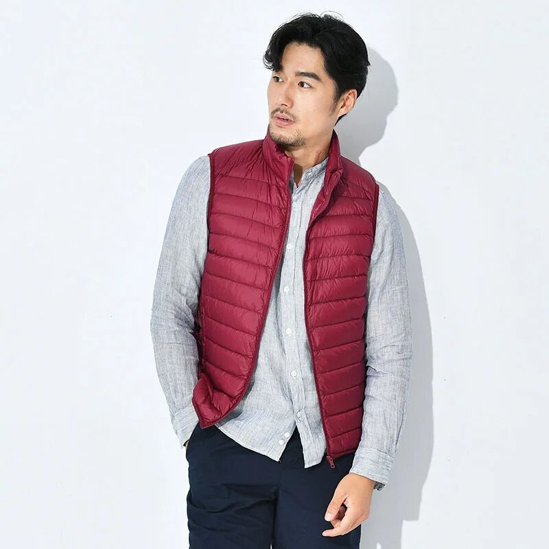 Vyriški liemenės be rankovių paltai stovi apykaklė Žieminė liemenė Vyriški drabužiai vyriški rudeninės liemenės striukės Lengvos kišeninės MY871