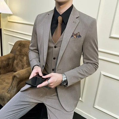 Muško odijelo Jakna Prsluk Hlače Moda Boutique Karirano Ležerno Poslovno Muški mladoženja Vjenčanje Smoking haljina 3 komada Komplet sakoi Kaput