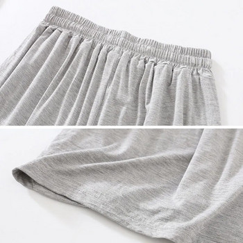 2024 Летни мъжки модални къси панталони за сън Едноцветно спално облекло Тънки удобни еластични долнища за сън Мъжки ежедневни широки къси панталони
