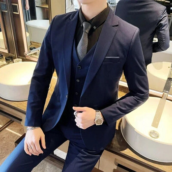 Boutique μονόχρωμο ανδρικό casual επαγγελματικό κοστούμι τριών και δύο τεμαχίων νυφικό γαμπρός σακάκι παντελόνι γιλέκο