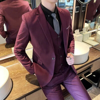 Boutique μονόχρωμο ανδρικό casual επαγγελματικό κοστούμι τριών και δύο τεμαχίων νυφικό γαμπρός σακάκι παντελόνι γιλέκο