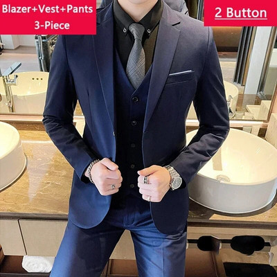 Boutique jednobojno muško ležerno uredsko poslovno odijelo Trodijelni i dvodijelni komplet Mladoženja Vjenčanica Blejzer Prsluk Hlače