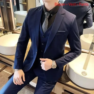 Boutique jednobojno muško ležerno uredsko poslovno odijelo Trodijelni i dvodijelni komplet Mladoženja Vjenčanica Blejzer Prsluk Hlače
