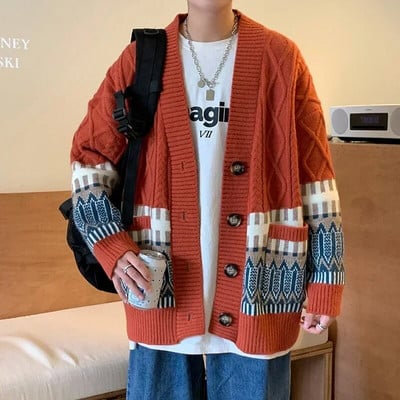 Kardigan Muški retro Harajuku džemper Zimski modni vrećasti Višenamjenska odjeća za tinejdžere Debela zimska pletenina High Street