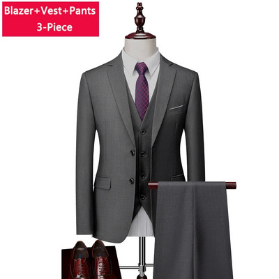 M-6XL ( jakna + prsluk + hlače ) Boutique Pure Colour muško poslovno formalno odijelo 3-dijelni komplet i dvodijelni set vjenčanica za mladoženje