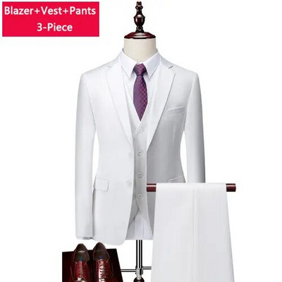 M-6XL ( jakna + prsluk + hlače ) Boutique Pure Colour muško poslovno formalno odijelo 3-dijelni komplet i dvodijelni set vjenčanica za mladoženje