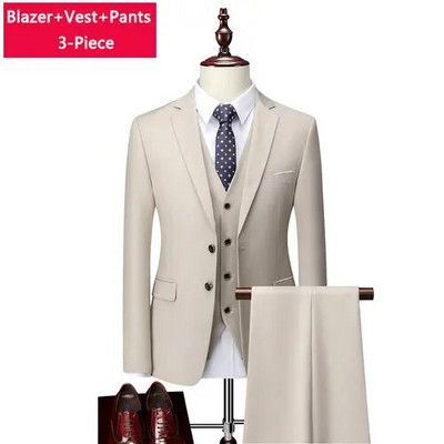 M-6XL ( jakna + prsluk + hlače ) Boutique Pure Colour muško poslovno formalno odijelo 3-dijelni komplet i dvodijelni set vjenčanica za mladoženje
